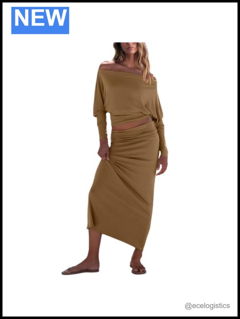 Off Shoulder Two Piece Skirt Set Women Bodycon Maxi Skirt Going Out